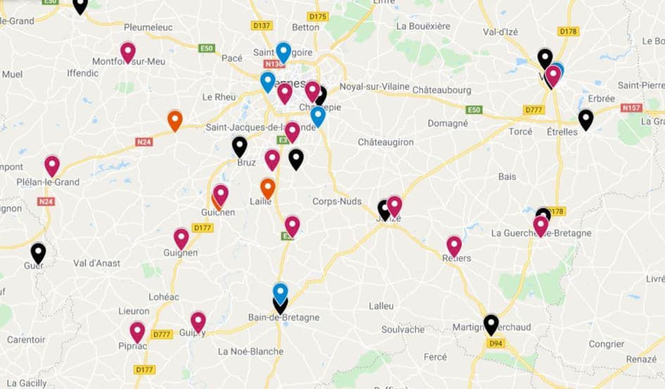 carte bain alentour